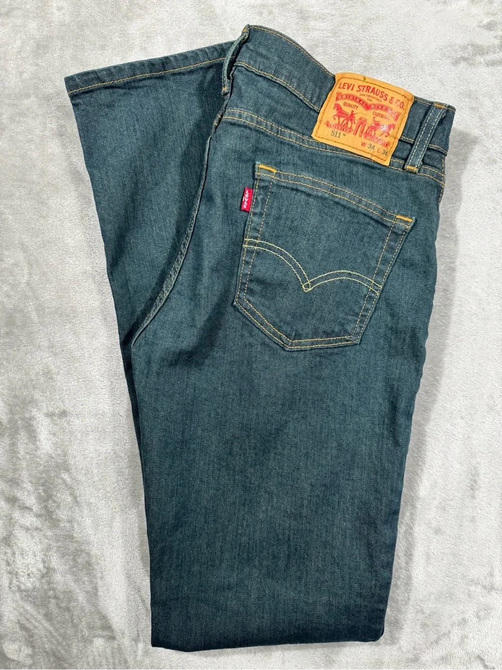 Levi’s 511 Slim Fit Jeans Mens 34x34 Dark Blue Wash Stretch Denim